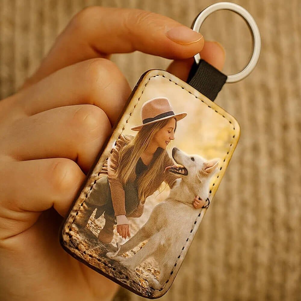 Ocadeau Porte clef cuir rectangle
