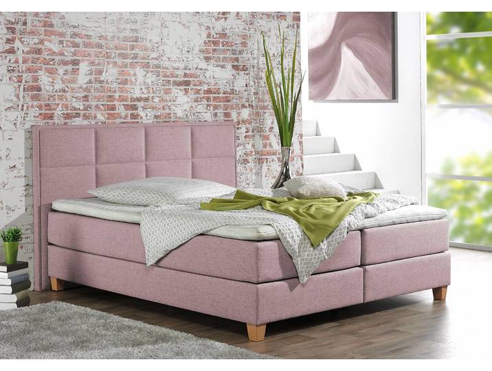 Boxspringbett, Rosa, 171x209 cm, Struktur fein, Komplettbett, Modern, Home-affaire