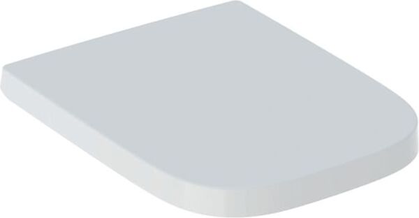 Geberit Renova Plan WC-Sitz 500692011 eckig, Befestigung von oben, Quick-Release-Scharniere Messing verchromt, mit Absenkautomatik, weiß