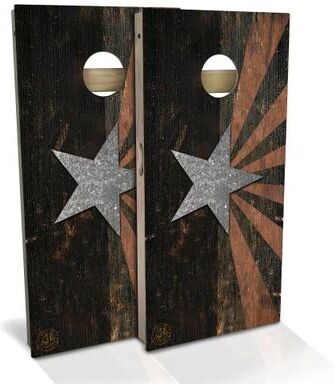 Skip's Garage Arizona Flag Rustic Outdoor Cornhole Board Set