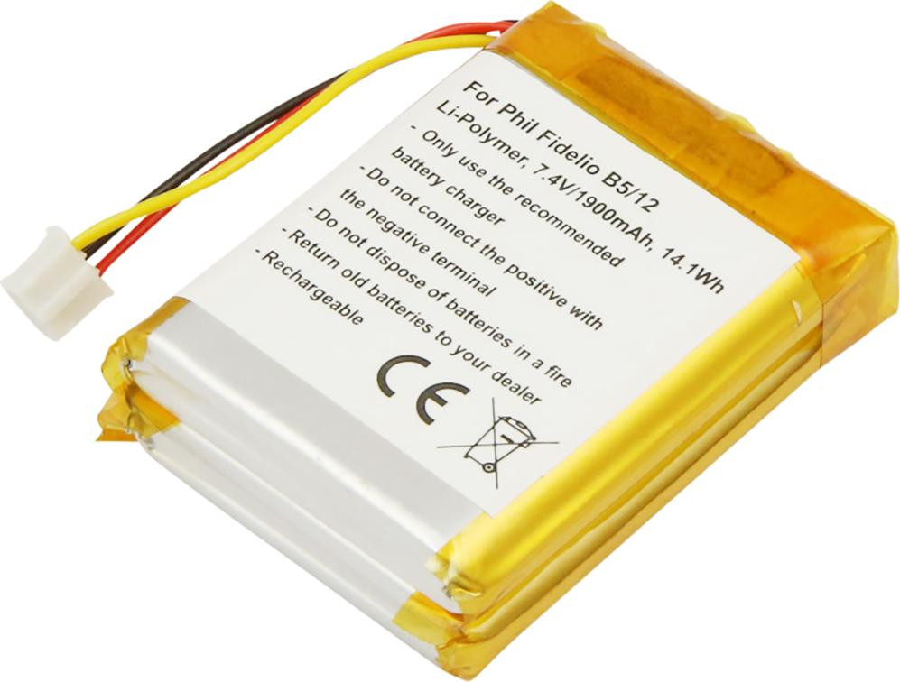 Avizar Philips Fidelio B5/12 lithium-polymeer accu, 1900mAh, 7,4V, 14,1Wh, wit/geel