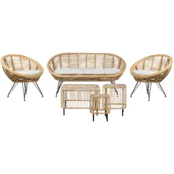 4-SITZER LOUNGE SET Rattan Natürlich Maratea/Cesenatico