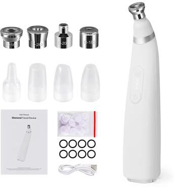 Inspired Finds DiamondGlow Pro Microdermabrasion Machine For Home Facial Exfoliation & Deep Cleaning white