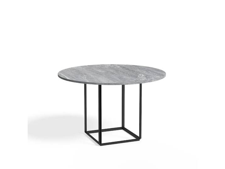New Works Florence Esstisch rund grey ruivina marble, ø120cm, Schwarzes Gestell