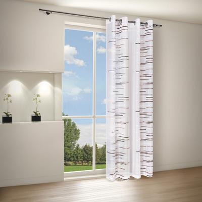 Gardine HAPPY HOME "LORNA, 1 Stück, Ösen, transparent, Querstreifen", braun, B:140cm H:245cm, Scherli, Polyester, Gardinen, Gardine, HxB: 245x140