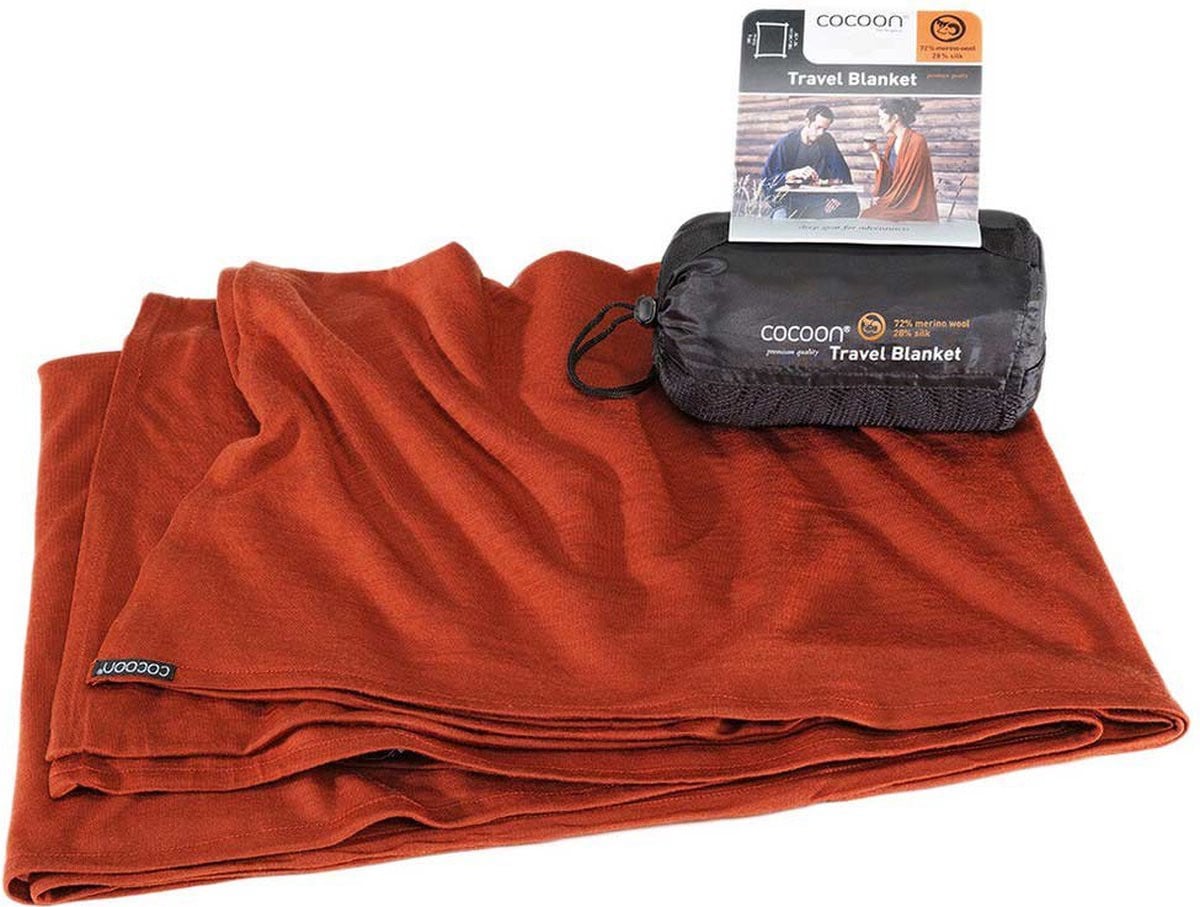 Cocoon Travel Blanket Merino/Silk Deken - Donker Terracotta