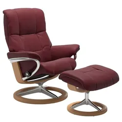Stressless Sessel mit Hocker Mayfair Signature Leder Rot Batick Bordeaux M (Medium)