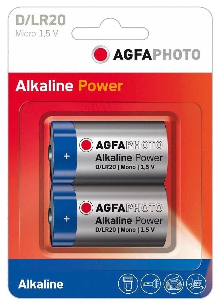 AgfaPhoto Alkaline Power Mono LR20 batterijen 1,5V, 2 stuks