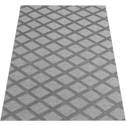 KURZFLORTEPPICH Waschbar, mit Rautenmuster, Grau, 80 x 150 cm