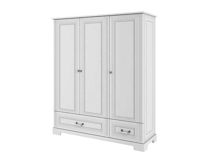 Petits-meubles Babykleiderschrank 3 Türen Ines Weiß, Holzwerkstoff, 2 Schubladen, 150x180x51 cm, Schlafzimmer, Kleiderschränke