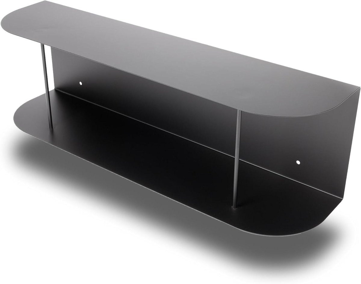 Zwarte metalen zwevende wandplank voor decoratie en opbergen, Breedte: 80 cm