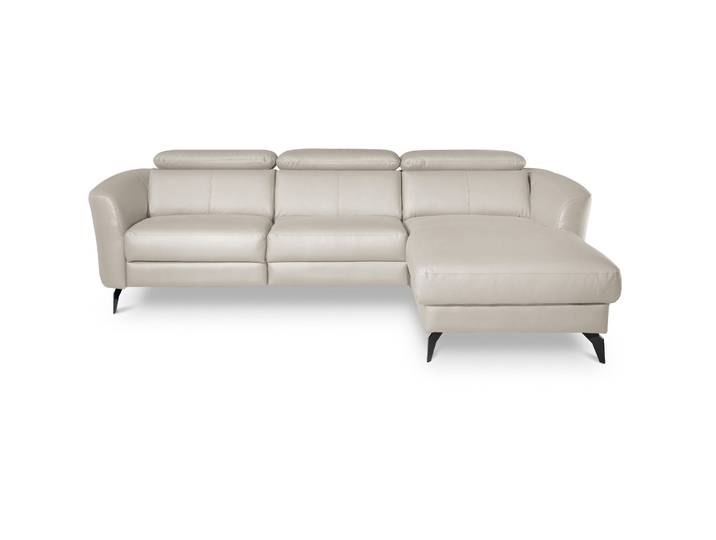 Exklusives Ecksofa Simba Leder Eisgrau B 261 cm T 183 cm - Material: 100% Echtleder + Korpus Lederlook - Ecksofa
