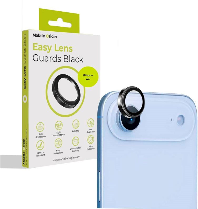 Mobile Origin iPhone Air Kameralinseglas inkl. Monteringsværktøj - Sort