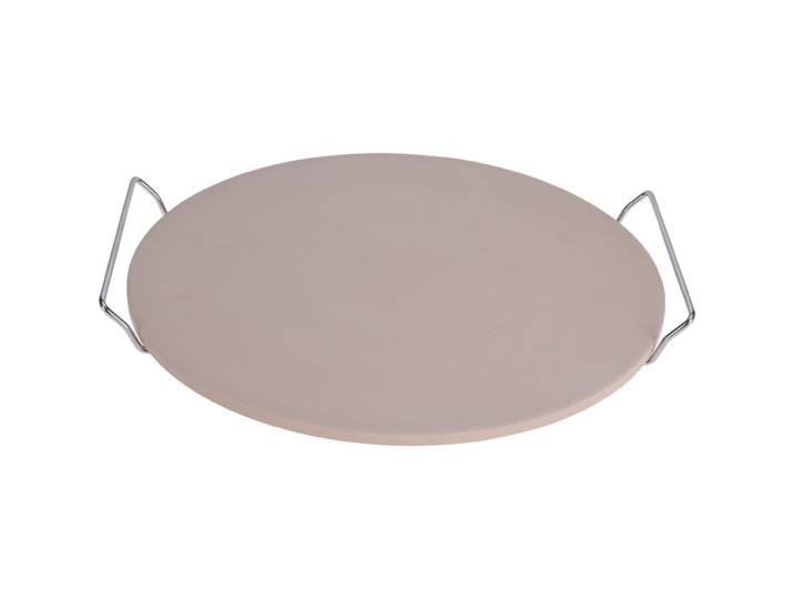 Pizzastein mit Metallhalter, Ø 33 cm