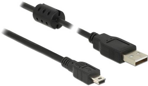 Delock USB-Kabel USB 2.0 USB-A Stecker, USB-Mini-B Stecker 1.50m Schwarz 84913