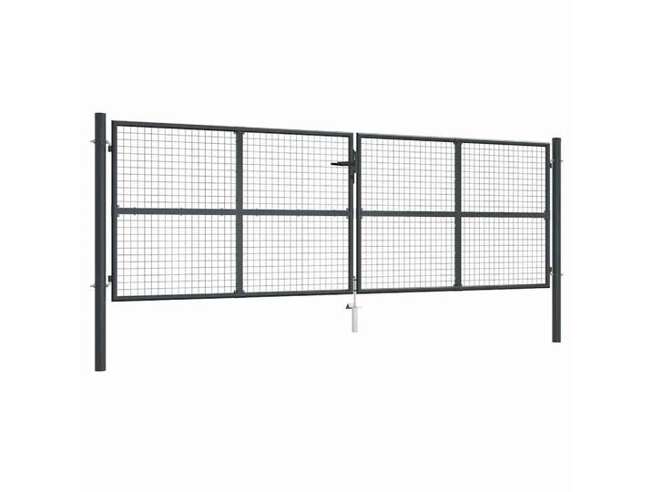 vidaXL Maschen-Gartentor verzinkter Stahl 400 x 125 cm Grau