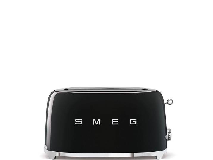 Smeg Toaster, Schwarz, Metall, 41x21.5x20.8 cm, Krümelschublade, Auftaufunktion, Bagel-Funktion, Kochgeschirr, Küchengeräte, Toaster