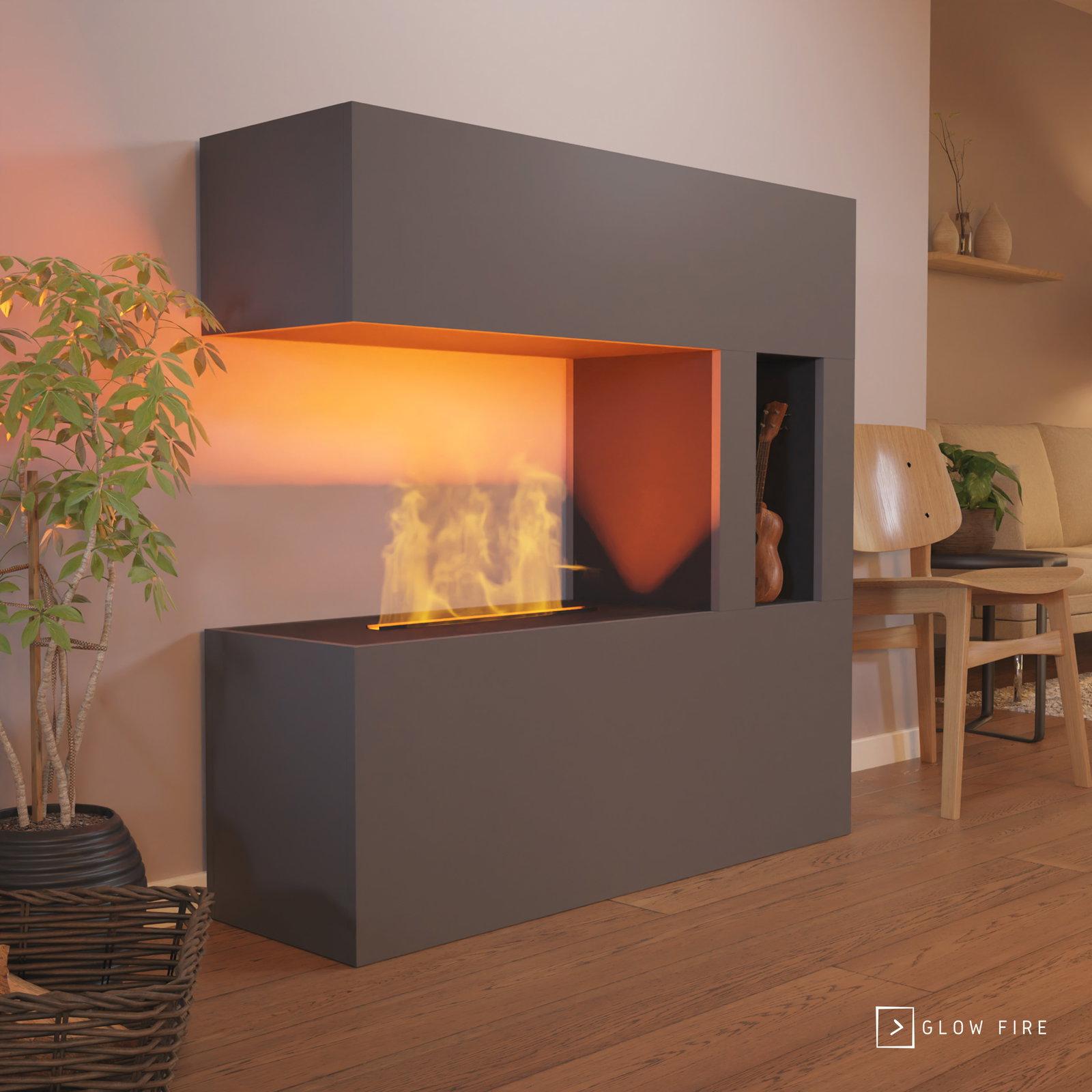 GLOW FIRE Elektrokamin 'Schiller' Pocket | Wasserdampf Kamin mit OMC 500 ohne Holz in grau als Raumteiler | HxBxT: 120x120x37 cm