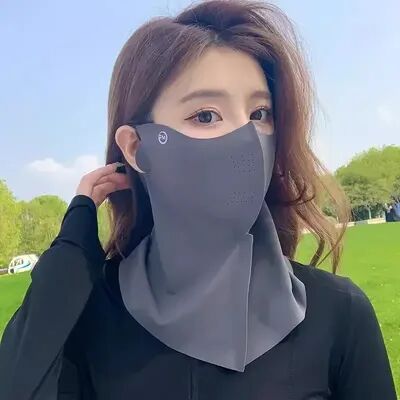 Universal Stock Ice Silk UV Protection Face & Neck Cover Scarf For Cycling, Hiking & Outdoor Sports dark Grey