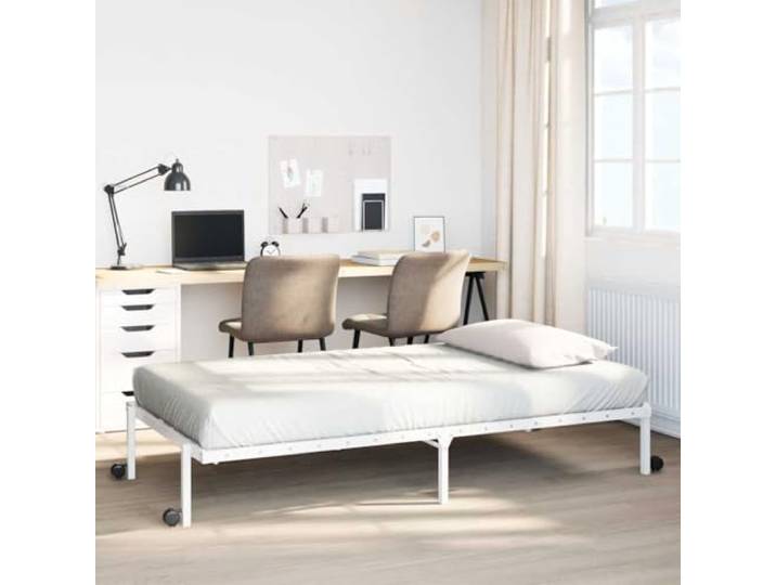 YUOTYRKTEJRSG Stahl Klappbar ohne Matratze Weiß 75x190 cm Bettgestell ohne Matratze Klappbar Weiß 75x190 cm Stahl faltbares Metallbett mit Rollen für Schlafzimmer Gästezimmer