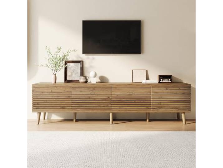 VIIOOIIV TV-Schrank, Lowboard 180 cm lang, Fernsehtisch für Wohnzimmer mit Regalen und Schrank, Natürlich (180 * 40 * 46 cm)