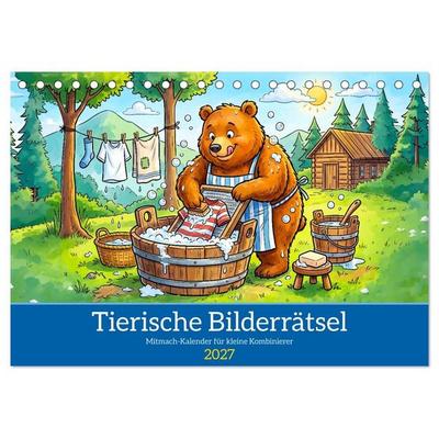 Tierische Bilderrätsel - Mitmach-Kalender für kleine Kombinierer (Tischkalender 2027 DIN A5 quer), CALVENDO Monatskalender