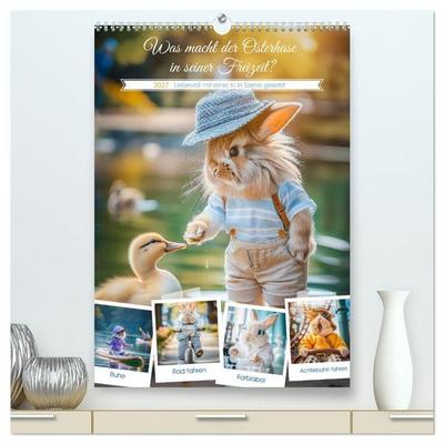 Was macht der Osterhase in seiner Freizeit (hochwertiger Premium Wandkalender 2027 DIN A2 hoch), Kunstdruck in Hochglanz