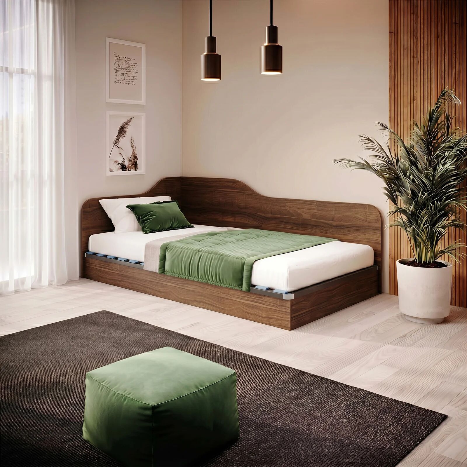garneroarredamenti Letto 120x190cm una piazza e mezza contenitore noce Alex Gihome®