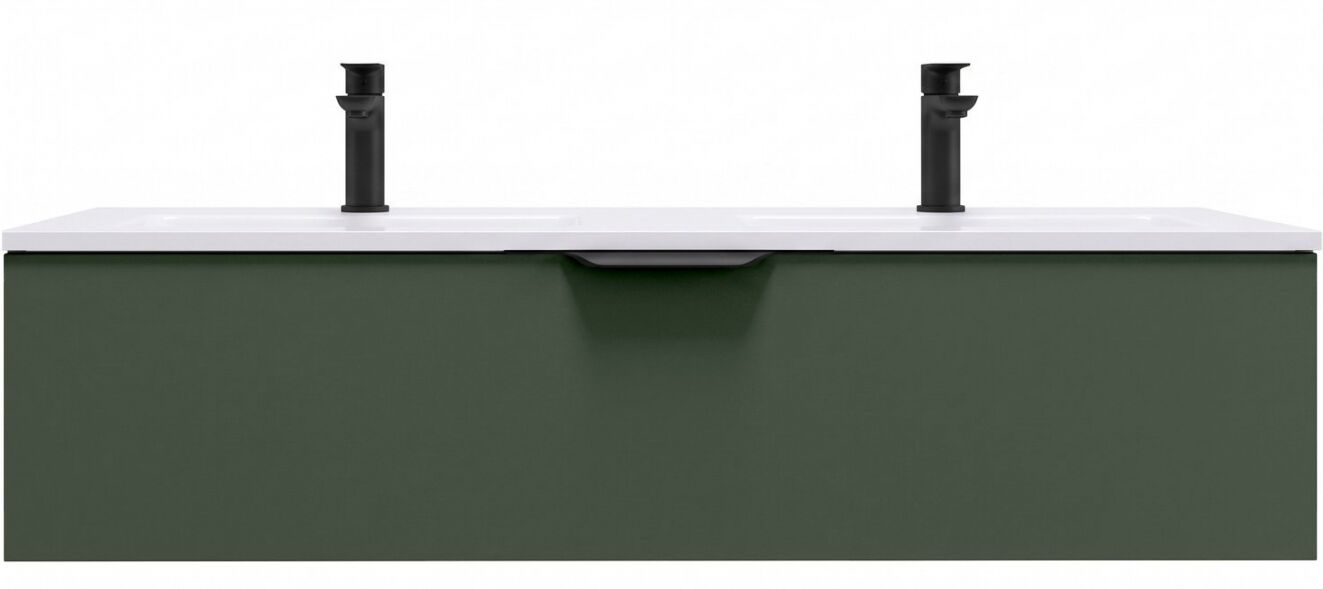Meuble de salle de bain suspendu double vasque intégrée 120cm 1 tiroir Vert Amazonie - Venice
