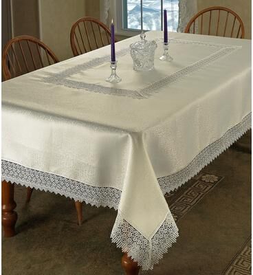 Violet Linen Treasure Lace Pattern Tablecloth