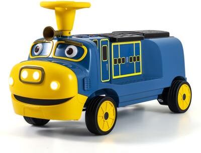 Costway 12V 2-Seater Kids Ride on Train with Height Adjustable Seat and Music Licensed Chuggington-Blue