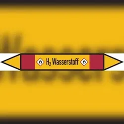 Rohrleitungskennzeichen H2 Wasserstoff - 187x26 mm Folie selbstklebend