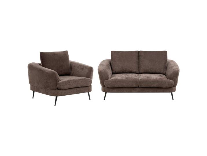 SOFA-SET 3-Sitzer Chenillegewebe Dunkelbraun Kjaer
