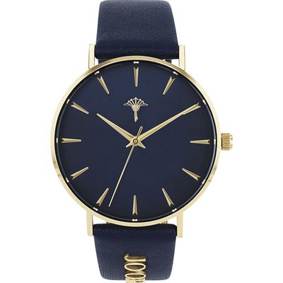 Quarzuhr JOOP, blau (dunkelblau, goldfarben), Armbanduhren, Damen, Quarzuhr, Armbanduhr, Damenuhr, analog, Lederarmband