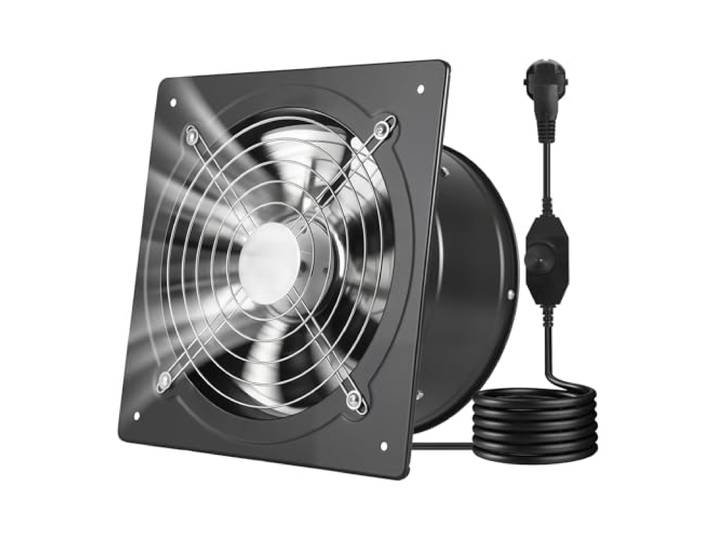 VEVOR Ventilateur Extraction Mural 25\,4 cm Ventilateur Extracteur 1678 m³/h Extracteur d'Air pour Grenier\, Garage\, Sous-sol\, Atelier\, Cuisine\, Faible Consommation 50 W\, avec Variateur de Vitesse\, Noir