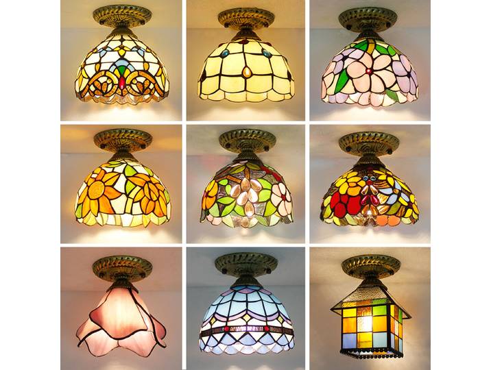 Plafonnier rétro coloré de Style médiéval, lampe décorative personnalisée pour salon, chambre à coucher, couloir