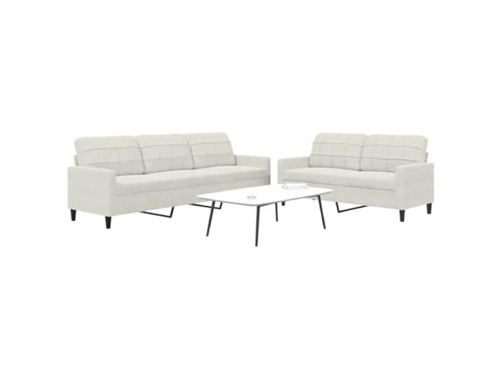 YUTAASU 2-TLG. Sofagarnitur mit Kissen Creme Samt Metallgestell, Dick gepolstert, Modernes Design, Robust und stabil