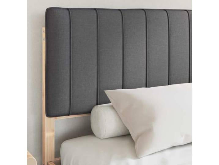 PUGYNBK Gepolsterter Bettgestell, dunkelgrau, mit Kopfteil Massives Kiefernholz, waschbarer Bezug, belüftete Lamellen, einfache Montage, modernes Design