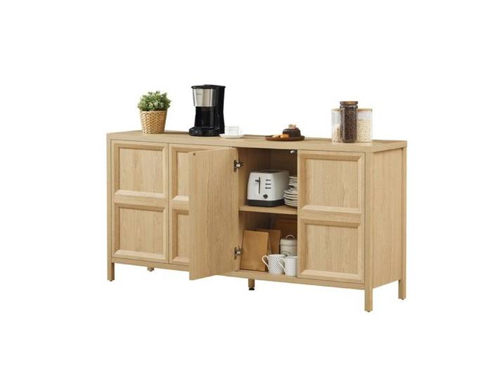 Buffet-bahut Commode moderne 160x40x80 cm Ouverture basculement charnières douces fixation murale anti-basculement chêne clair