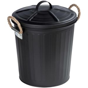 Wenko Mülleimer Gara, schwarz, Kosmetikeimer aus Metall, 6 Liter