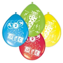 8 bunte Luftballons Einschulung Schulanfang