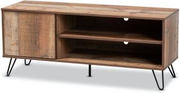 Iver Rustic 1-Door Wood Tv Stand Furniture by Baxton Studio in Rustic Oak Black