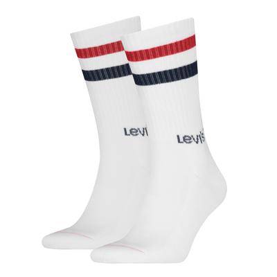 Socken LEVI'S "LEVIS UNI REG CUT SPORT STRIPE 2P", Damen, Gr. 35-38, weiß (iconic), Obermaterial: 76% Baumwolle, 20% Polyester, 3% Elasthan, 1% Polyamid, Socken Socken