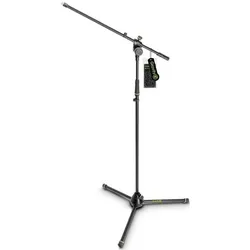 Gravity MS 4321 B - Mikrofonständer mit Dreibein-Klappfuss und 2-Punkt Galgen, Mikrofonständer, Schwarz