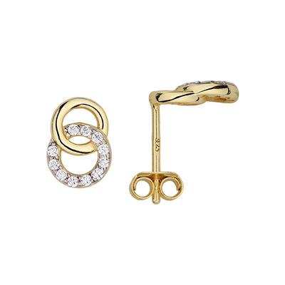 Paar Ohrstecker JOBO "Ohrringe Kreise 10 mm", gold (vergoldet, weiß), Ohrringe, Damen, Silber 925 (Sterlingsilber), 925 Silber rhodiniert oder vergoldet