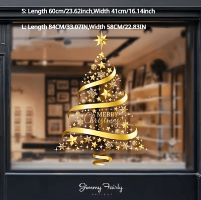Uplift Curations Golden Christmas Window Stickers Garland Holiday Decal Decorations For Home, Shopping Mall And Glass Doors l 1pc