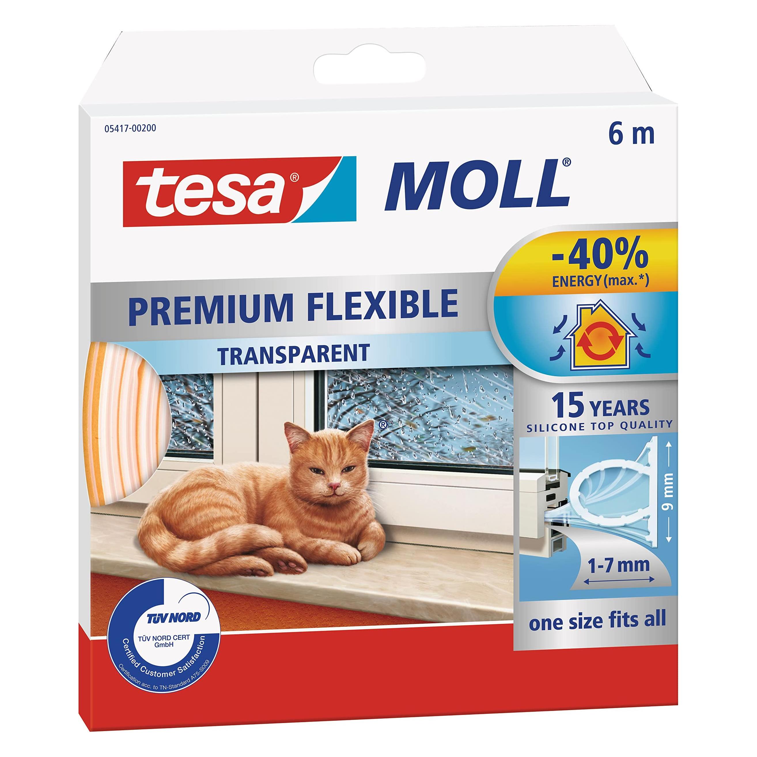 tesa tesamoll PREMIUM FLEXIBLE Silikondichtung, selbstklebend, zum Isolieren von Fenstern und Türen (05417-00200-02)