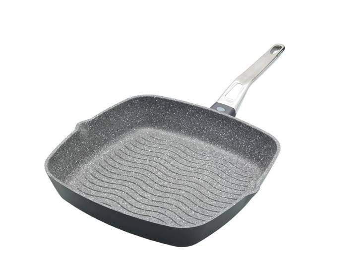 Poêle à griller 28cm aluminium gris et noir