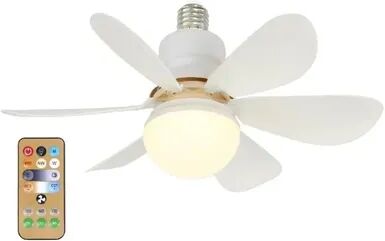 Combo Retail Shop LED Ceiling Fan Light With Remote Control For Dimming, Hanging Ceiling Fan For Bedroom, Tent, Indoor, Colorful Blades white