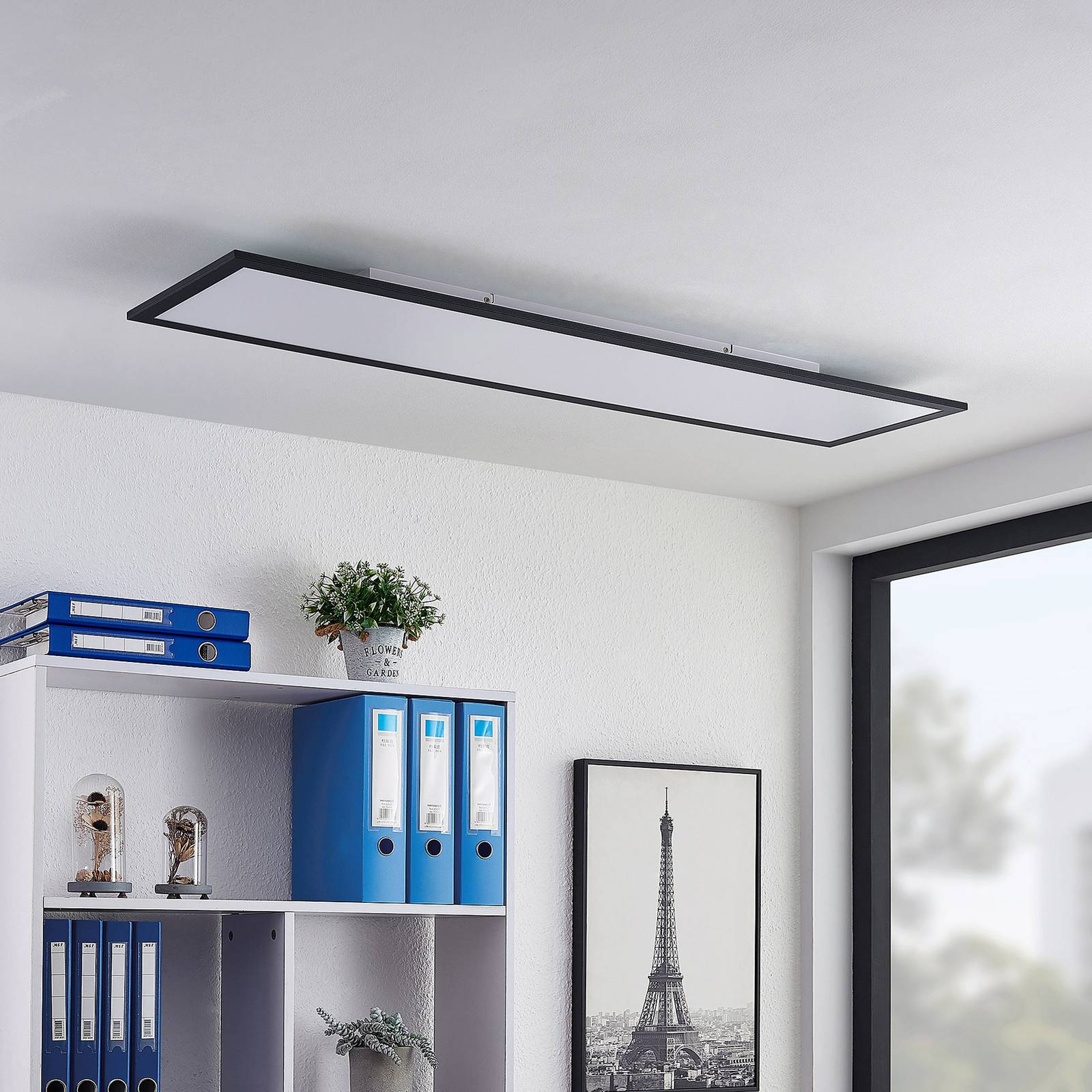 LED Panel Nelios Lindby, schwarz, für Küche, Aluminium, Modern